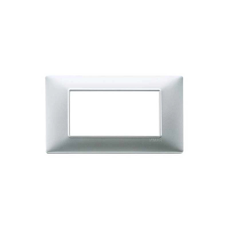14654.20 Placca 4 Moduli Argento Opaco Plana