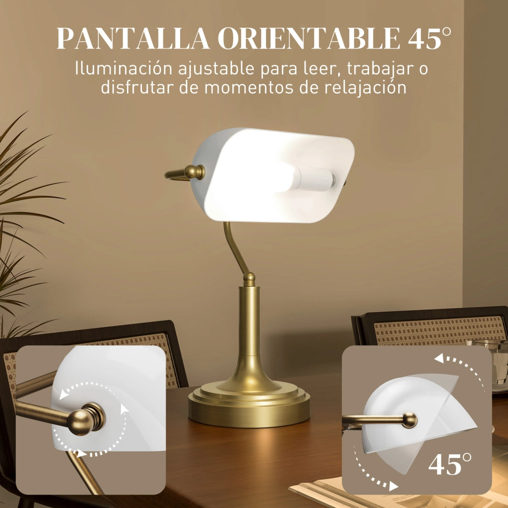 Lampada da Scrivania con Interruttore a Levetta e Paralume Regolabile ¨C Zephmum ¨C Bianco
