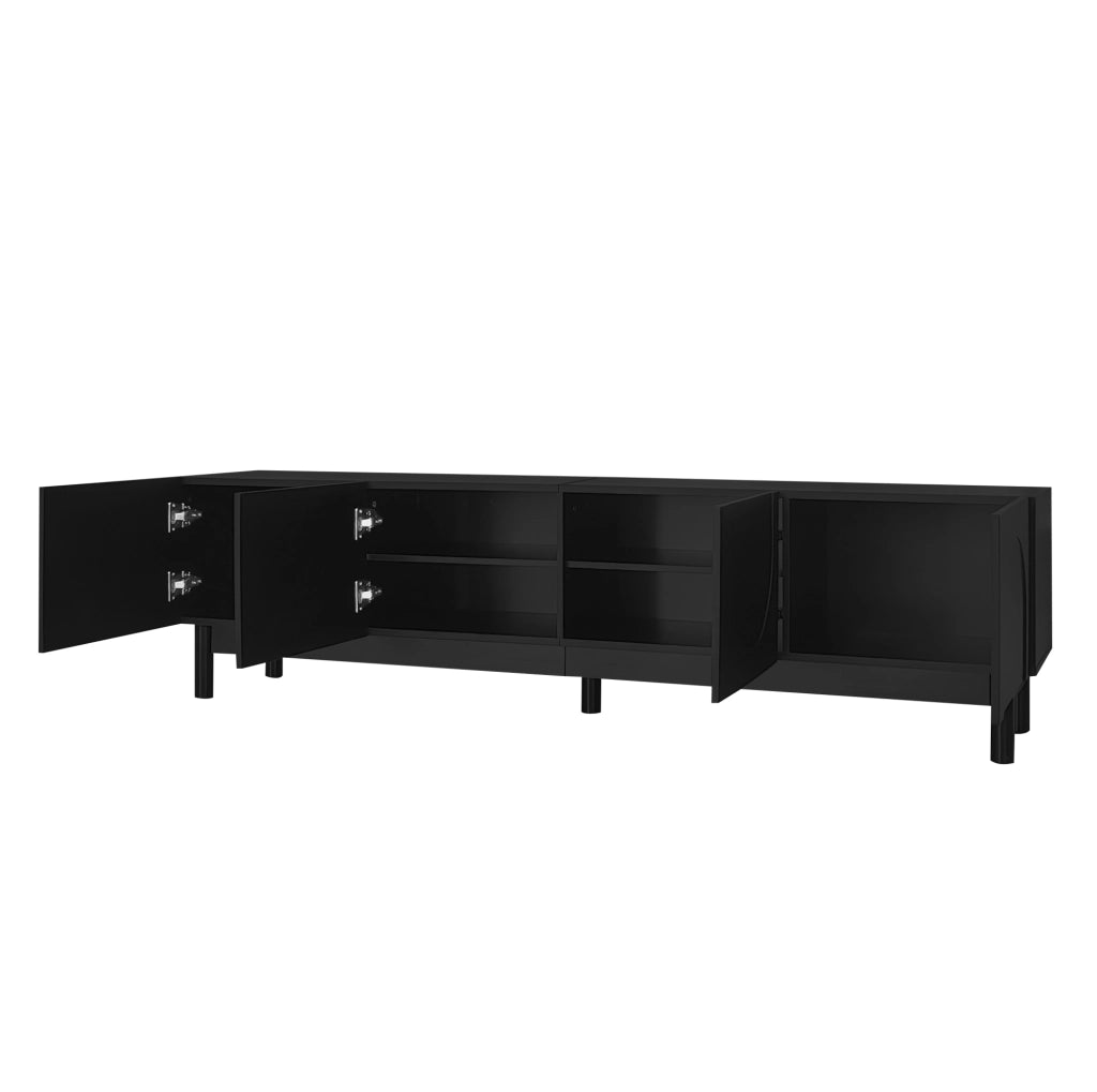 Mobile TV nero 169x34x45,5 cm con 4 ante e ripiani