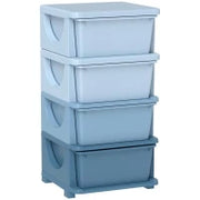 Contenitori per l'organizzazione per bambini, 4 scatole, bordi arrotondati, design rialzato, in plastica, blu
