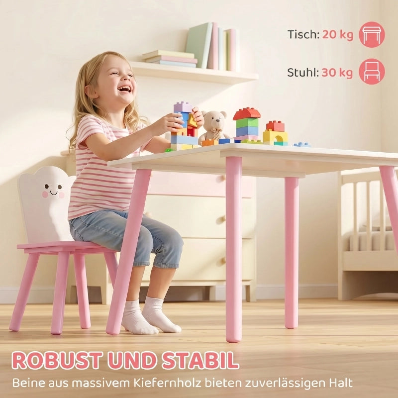 TAVOLO E SEDIE Set da 3 pezzi 1 tavolo 2 sedie Rosa Legno ingegnerizzato