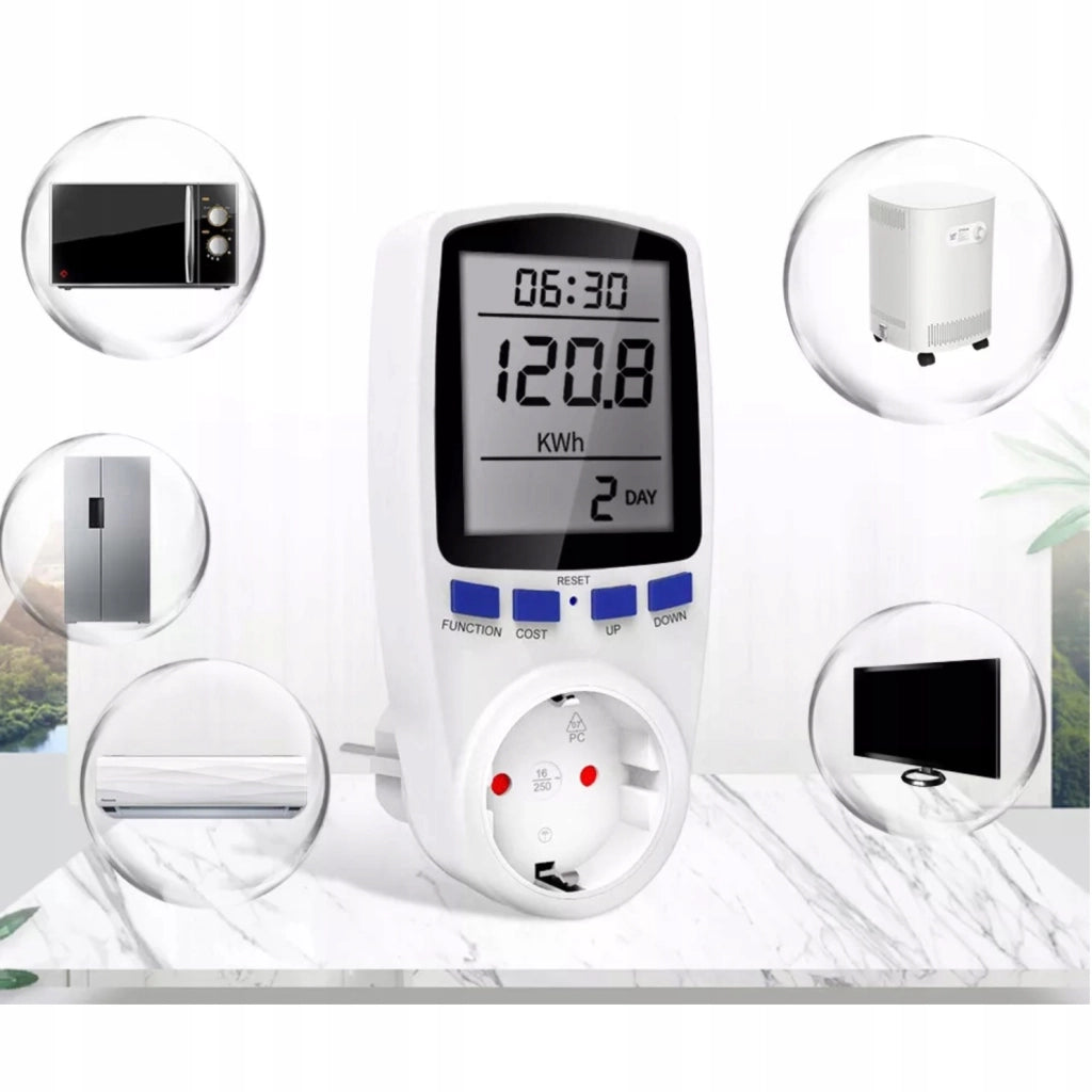 Wattmetro e Colla Cianoacrilica Super Glue 3g – Monitoraggio Consumo Energetico | Display Grande, Allarme Sovraccarico