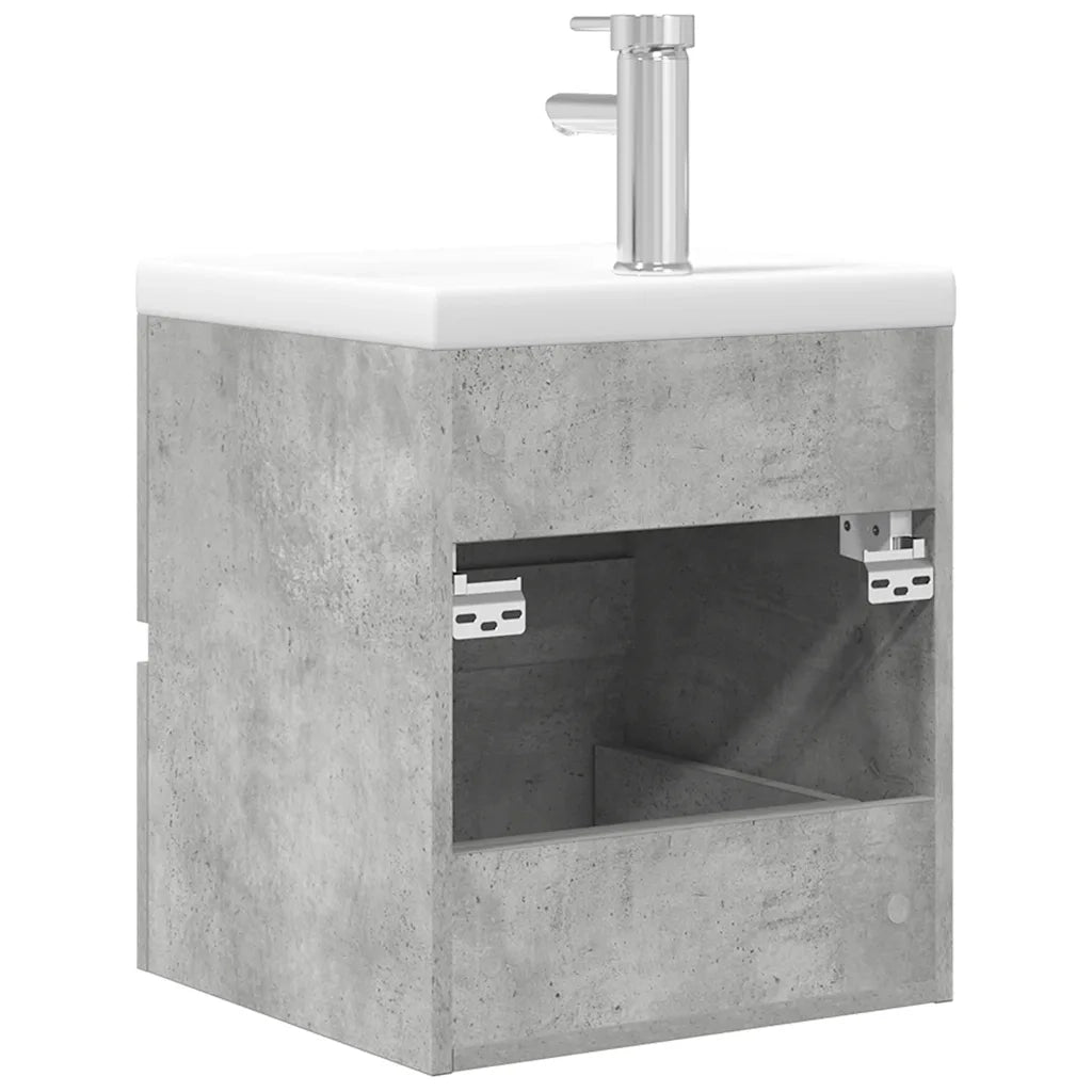 Set Mobili da Bagno | Armadio da bagno 2 pz Grigio Cemento in Legno Multistrato