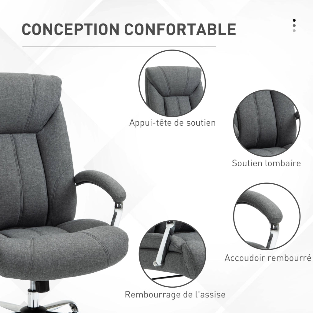 Sedia da ufficio ergonomica ¨C zephmum ¨C regolabile in altezza schienale alto basculante 65x78x118 cm grigio