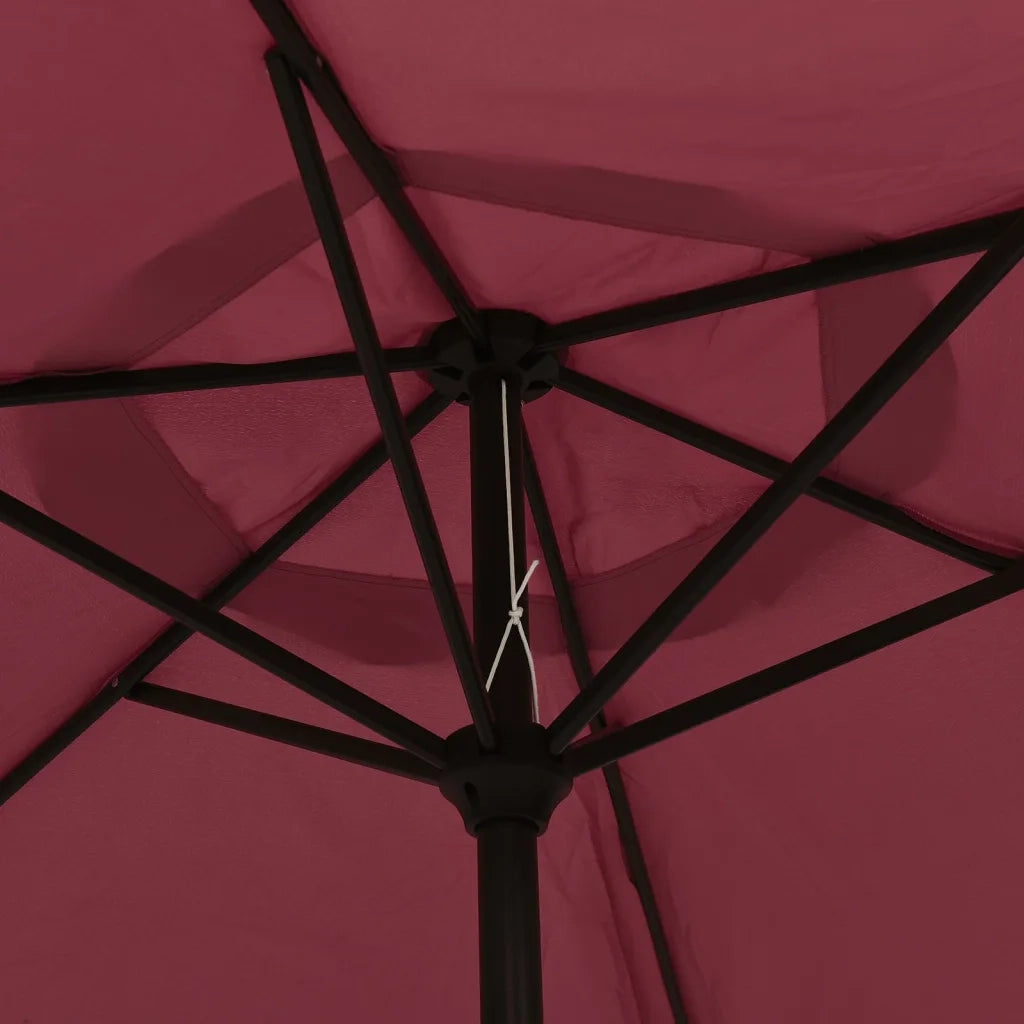 Ombrellone da Giardino-Ombrello da Balcone con LED Palo Acciaio 300 cm Rosso Bord¨°