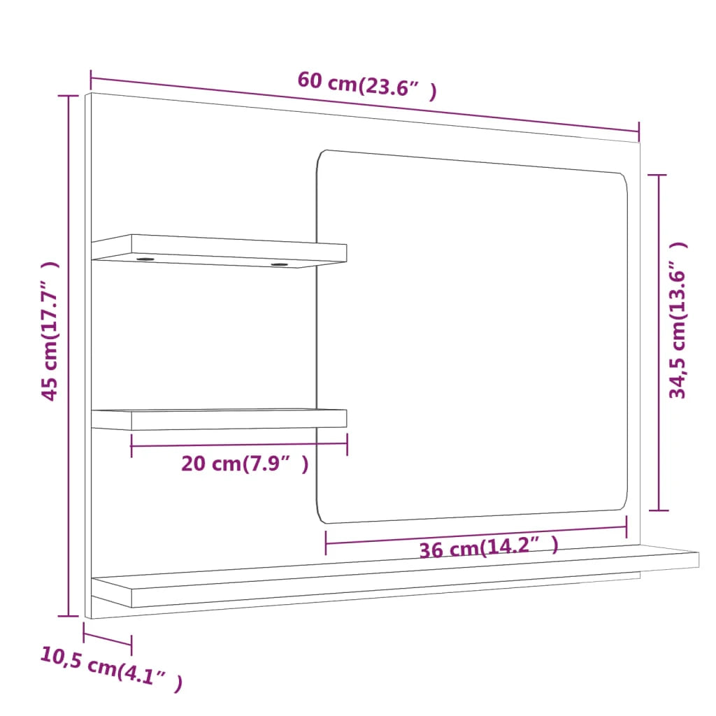 Specchio da bagno 60 x 10,5 x 45 cm in legno ingegnerizzato grigio 02_0006901