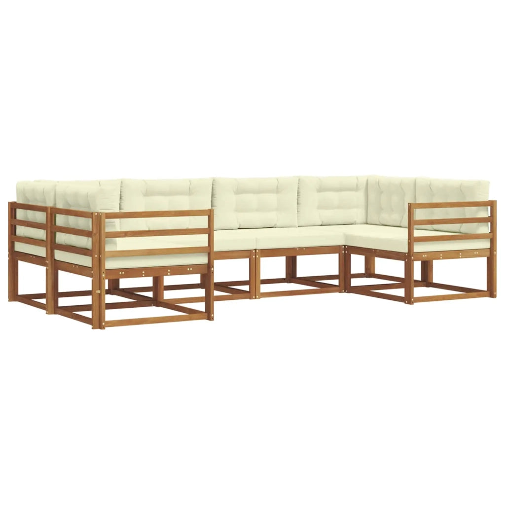 Set di divani da esterno con cuscino 6 pcs Naturale e Crema