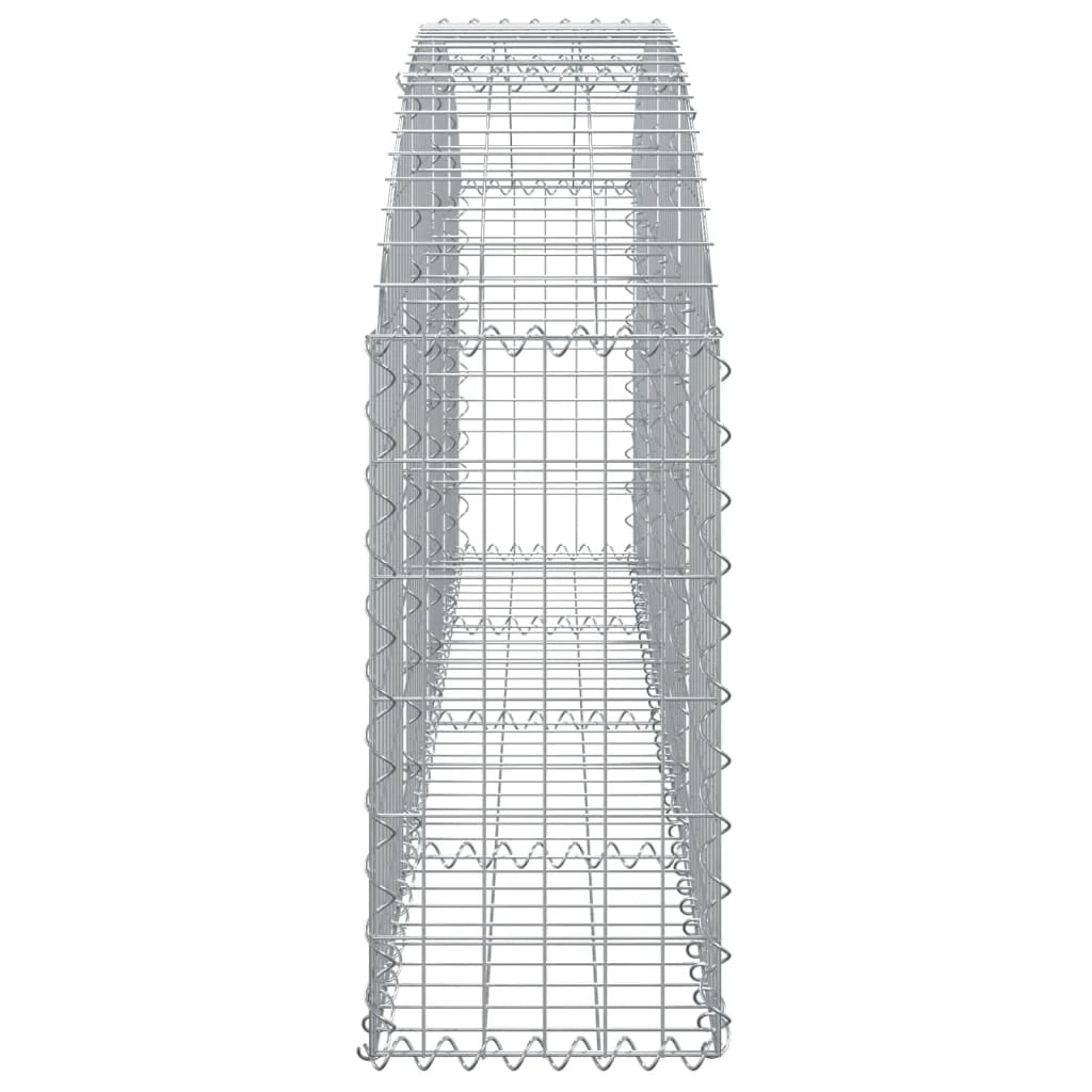 Cesto gabbione recinzione a gabbia muro di contenimento ad arco 200 x 30 x 60/80 cm ferro zincato argento 02_0040013