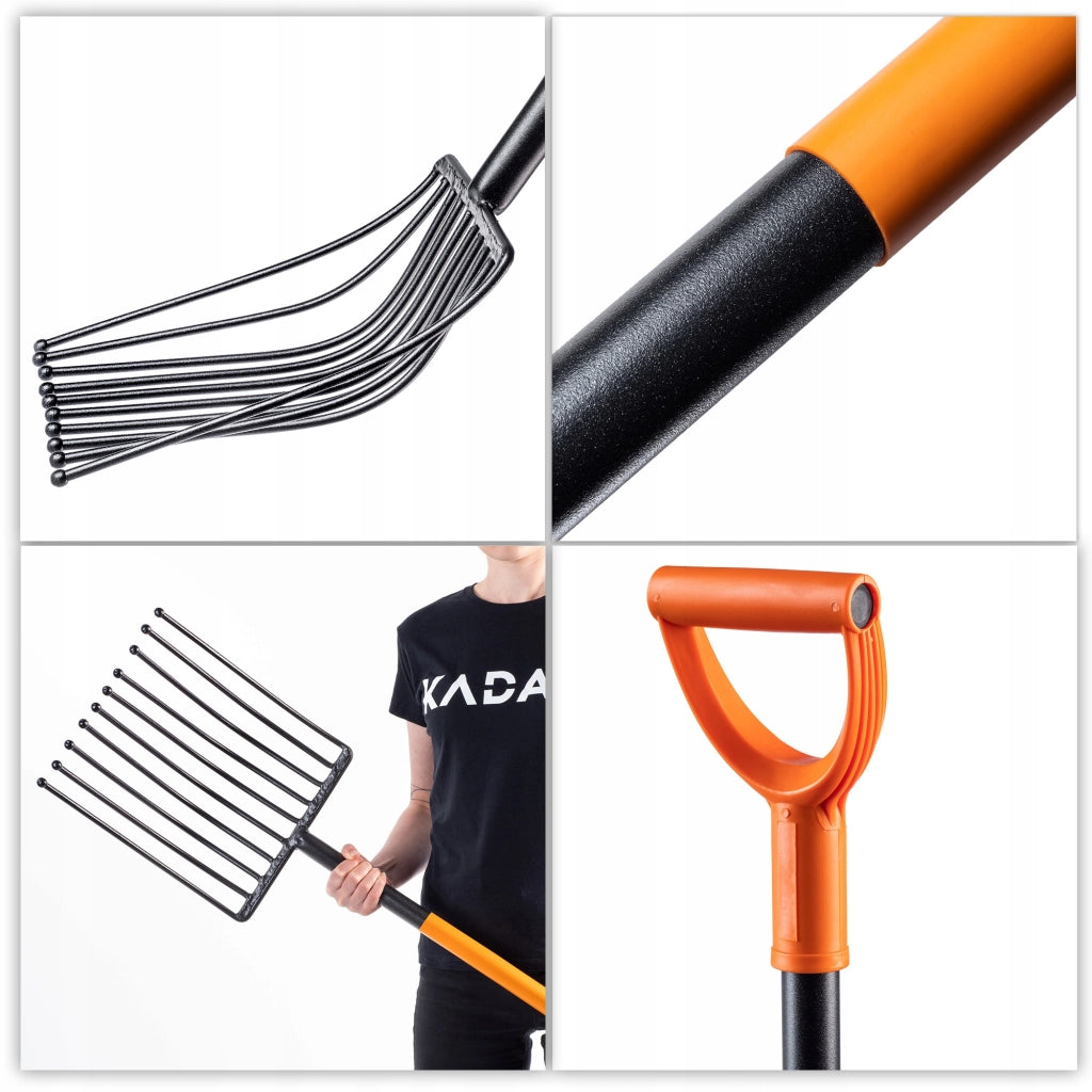 Forca KADAX a 10 denti per patate e barbabietole, in metallo massiccio e resistente, lunga 130 cm.