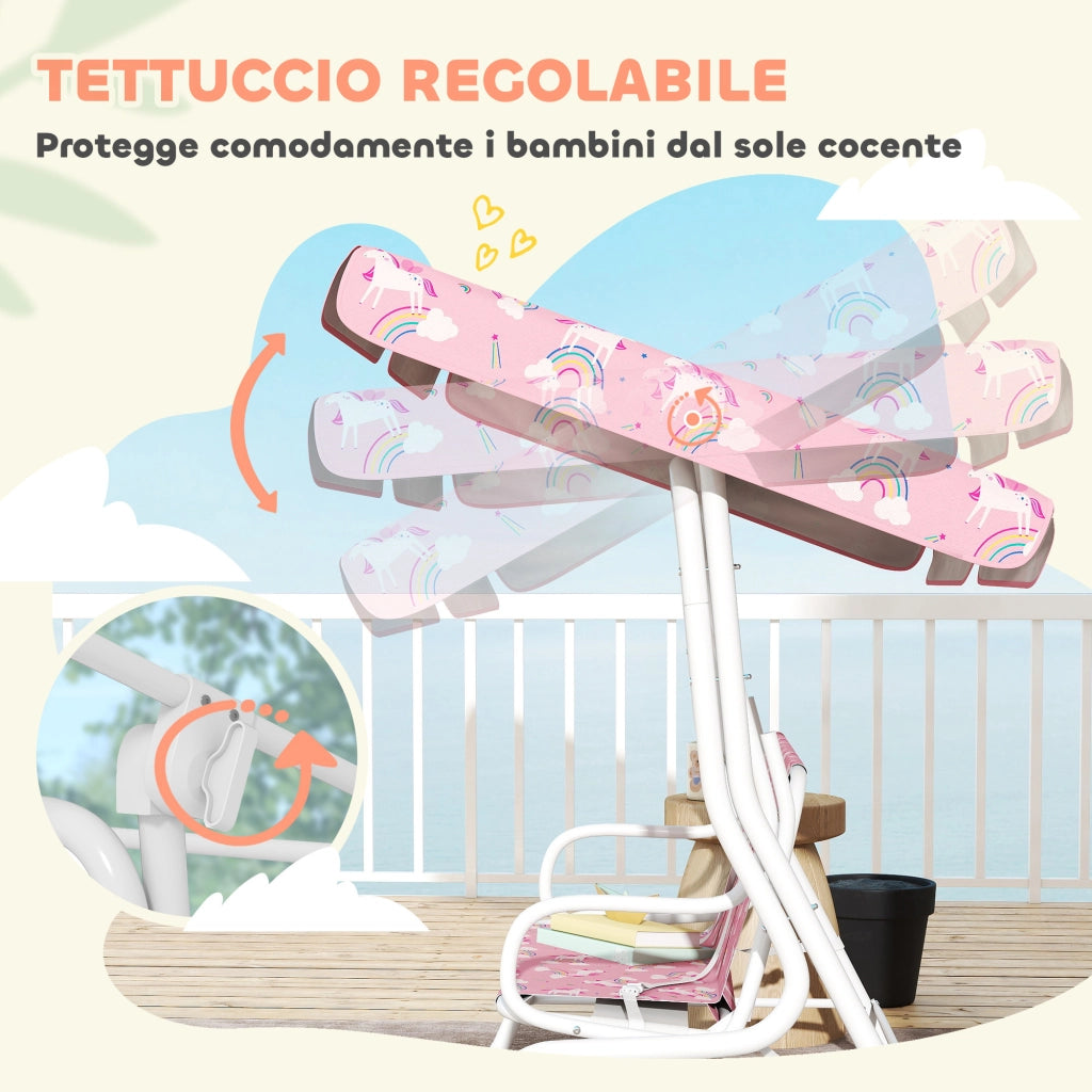 Dondolo per Bambini Altalena da Giardino 2 Posti 112x75x120 cm Rosa