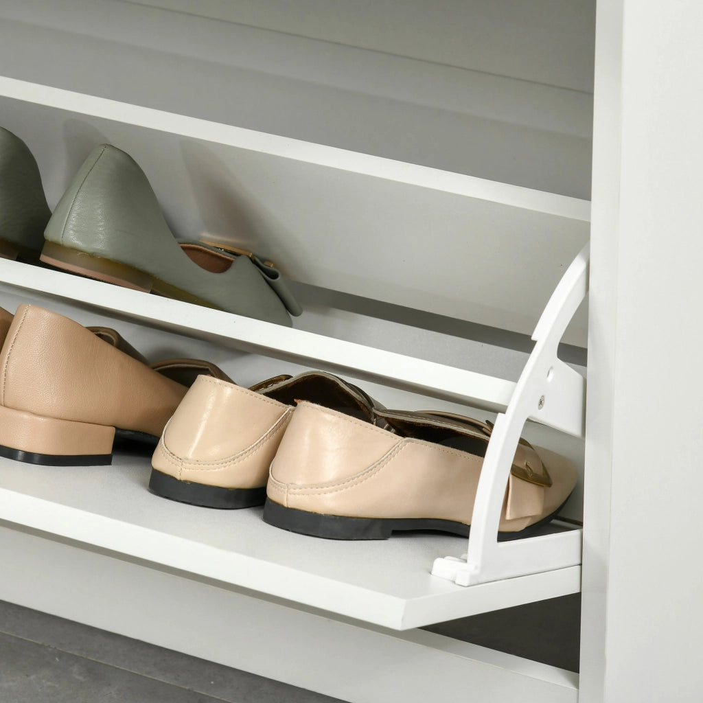 Scarpiera per 12 Paia di Scarpe in Legno Truciolato 70x29x92 cm Bianca