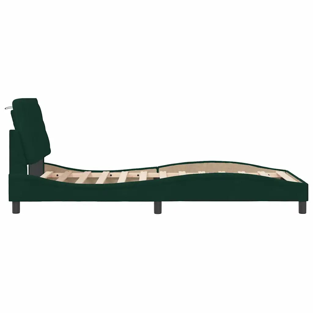 Letto singolo | Letto per adulti | Giroletto senza Materasso Verde Scuro 100x200 cm in Velluto