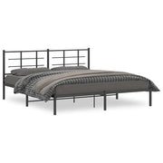 Letto matrimoniale | Letto per adulti | Giroletto con Testiera in Metallo Nero 183x213 cm