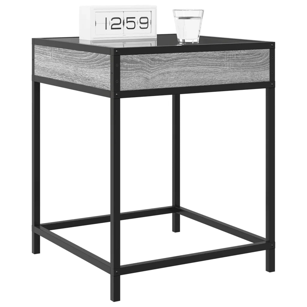 Comodino | Armadio da Notte | Mobiletto da notte con LED Infinity Grigio Sonoma 40x40x51 cm