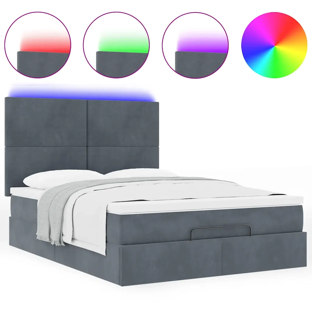 Struttura Letto Pouf con Materassi 140x200 cm in Velluto