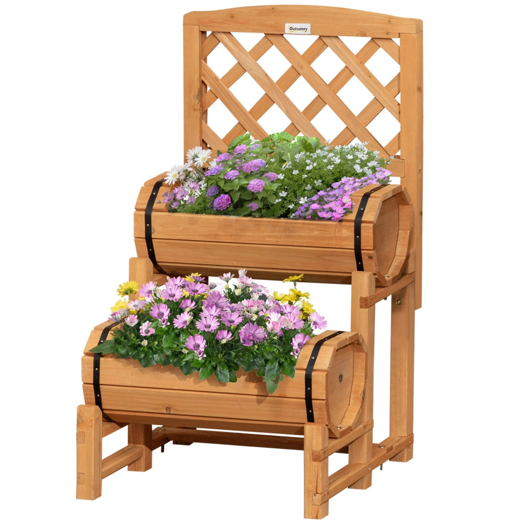 Fioriera da Esterno a Mezza Botte in Legno d'Abete con Design Verticale Rialzato, 45x45x180 cm