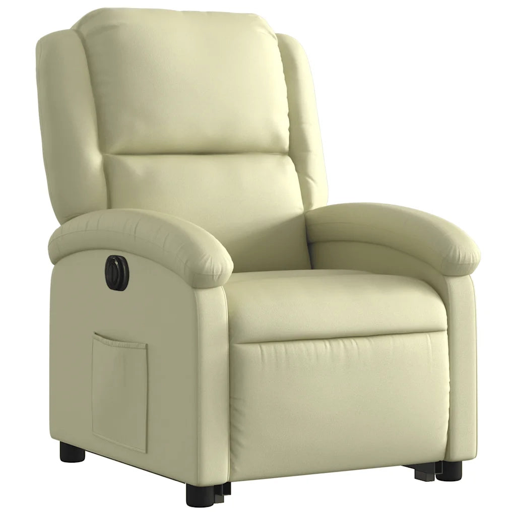 Poltrona Alzapersona Reclinabile Elettrica Crema in Vera Pelle 3204272