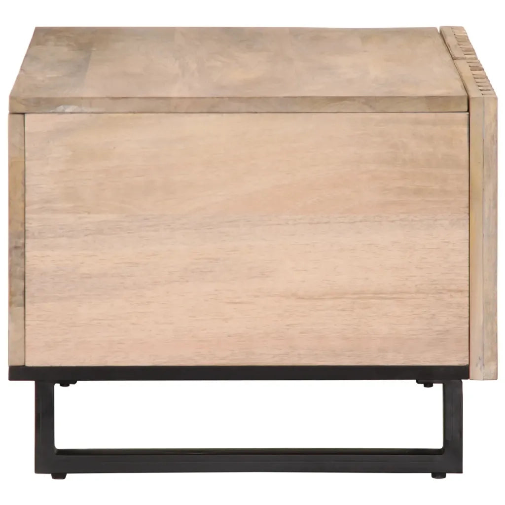 Tavolino da Salotto Bianco 80x51x40 cm Legno Massello di Mango 377464