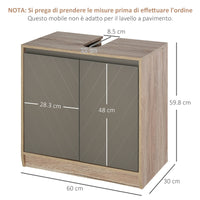 Mobile Sottolavello da Bagno 2 Ante 60x30x60 cm  Grigio e Rovere