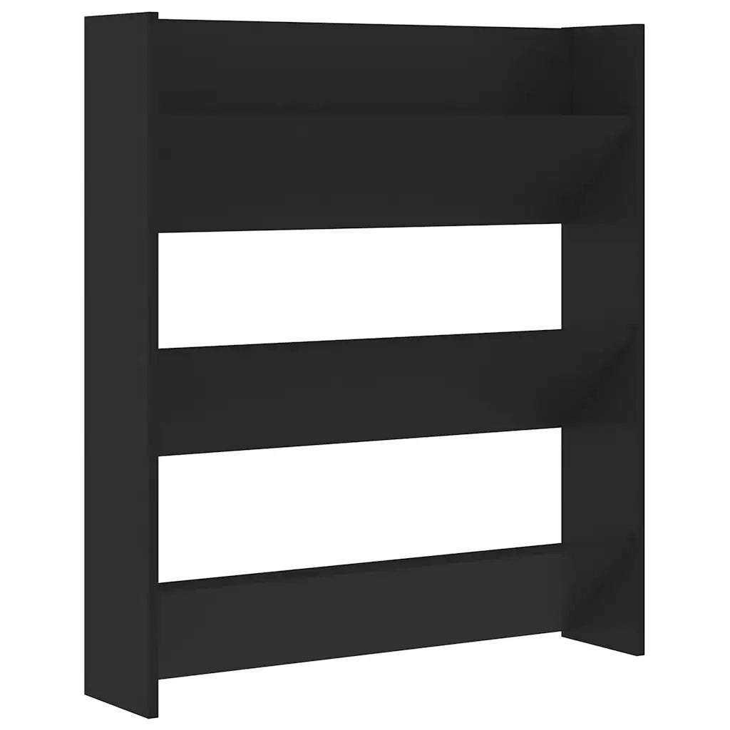 Scarpiera a Muro Nera 80x18x90 cm in Legno Multistrato 806779
