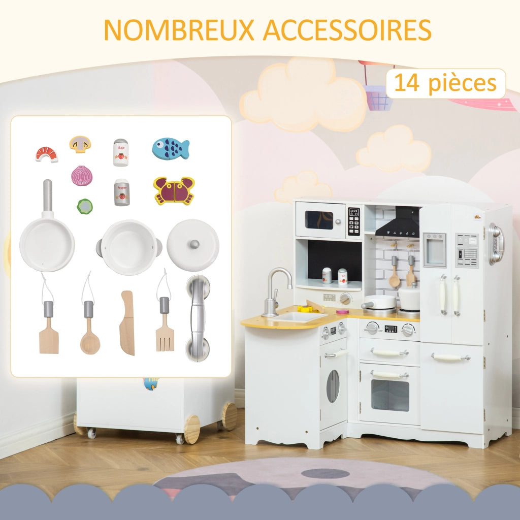 Cucina Giocattolo per Bambini ¨C zephmum ¨C Bianco 80x40x100 cm