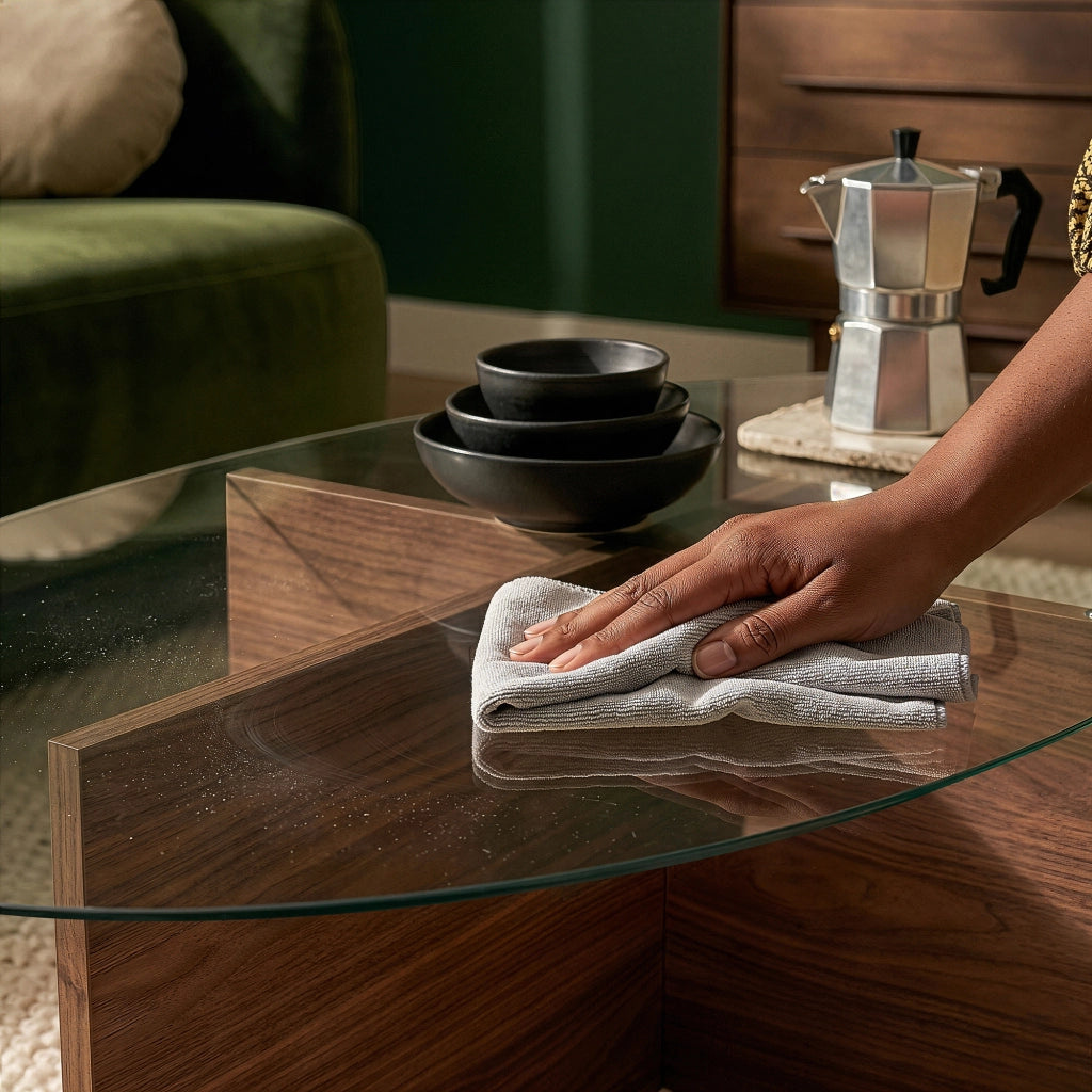 Tavolino da Caffè Viroya con Piano Ovale in Vetro Fumé 100 x 60 x 36 cm Effetto Noce/Grigio [en.casa]