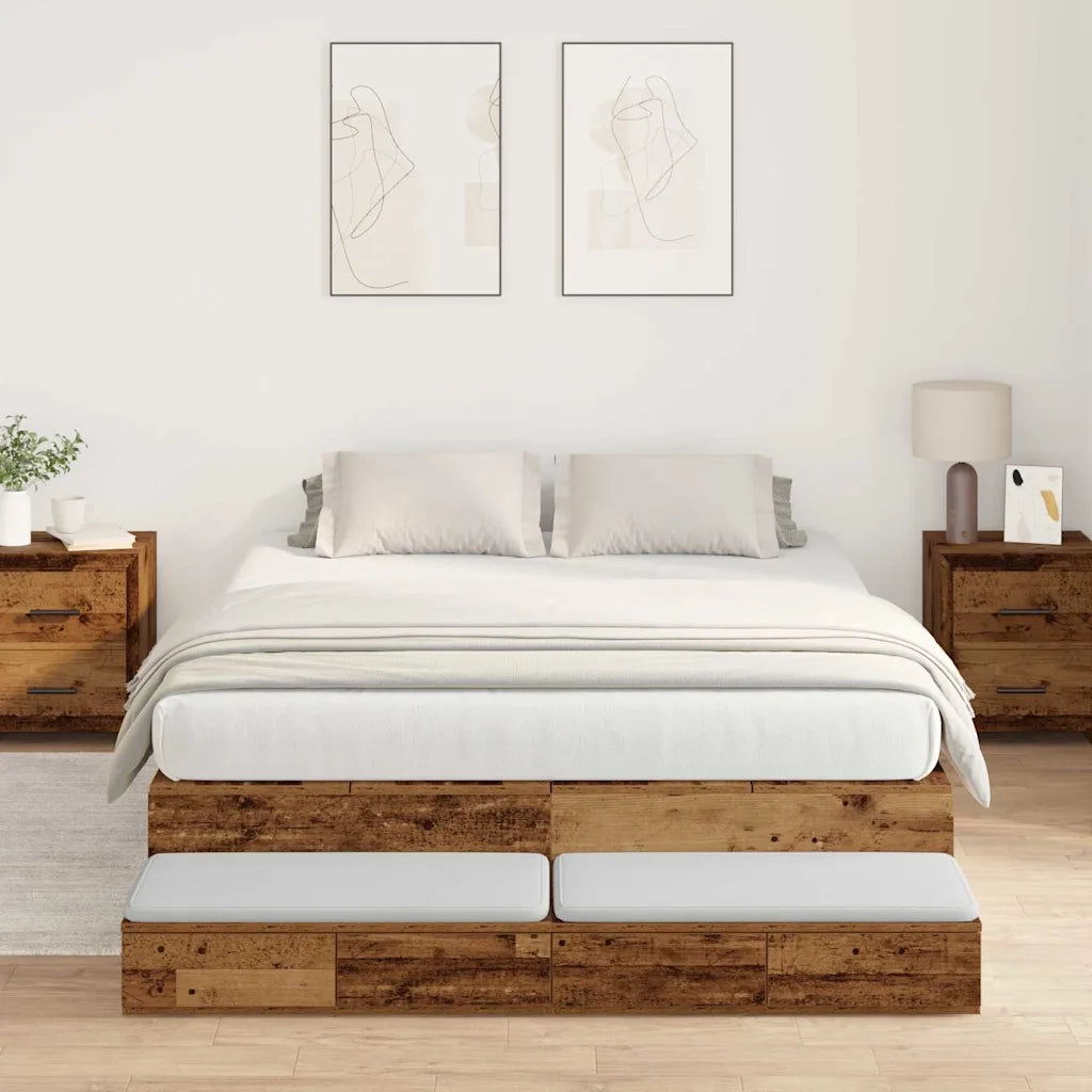 Struttura letto con contenitore Legno vecchio 150 cm 3335651