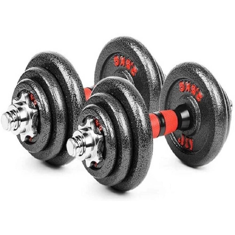 Trade Shop - Manubri Con Bilanciere Regolabile Totale Di 20 Kg Sollevamento Pesi Bodybuilding -