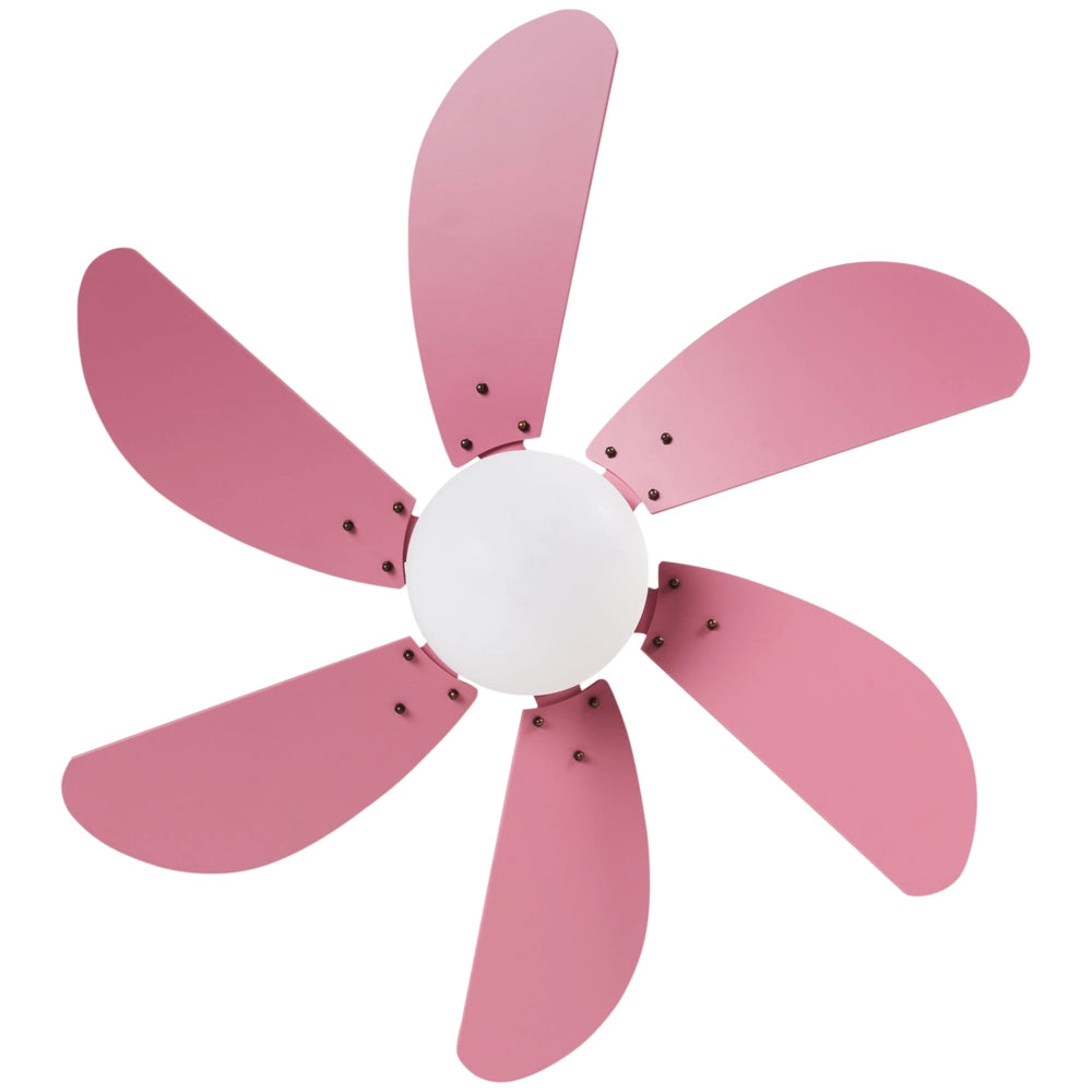 Ventilatore da soffitto con luce Ventilatore rosa in materiale sintetico e compensato Telecomando Soggiorno moderno scandinavo