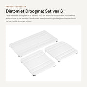 Diatomiet Droogmat - 3 pezzi - Assorbente acqua - Secchezza rapida - Sostegno piedi aumentato - Pulizia facile - Sottopiede