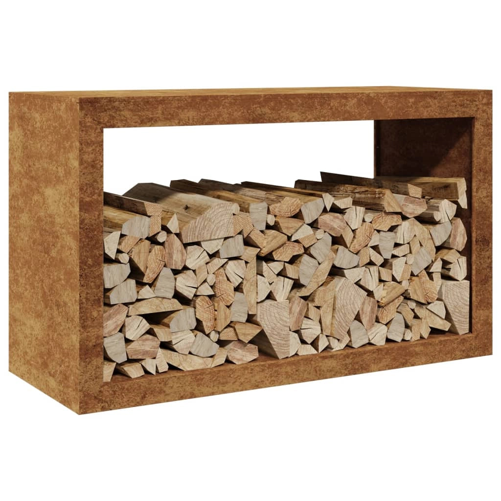 Portalegna 100 x 40 x 60 cm Acciaio Corten Marrone 02_0043695
