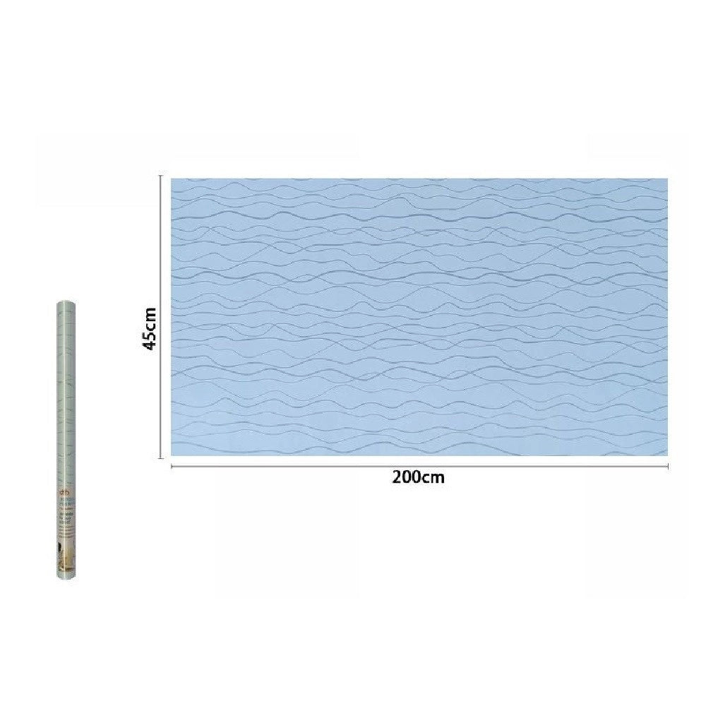 Trade Shop - Rotolo Pellicola Adesiva In Pvc Onde Azzurro 45cmx2mt Mobili Cassetti Casa 71224 -