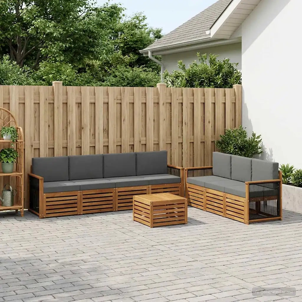 Set divani con cuscino 8 pcs Legno di Acacia Massello