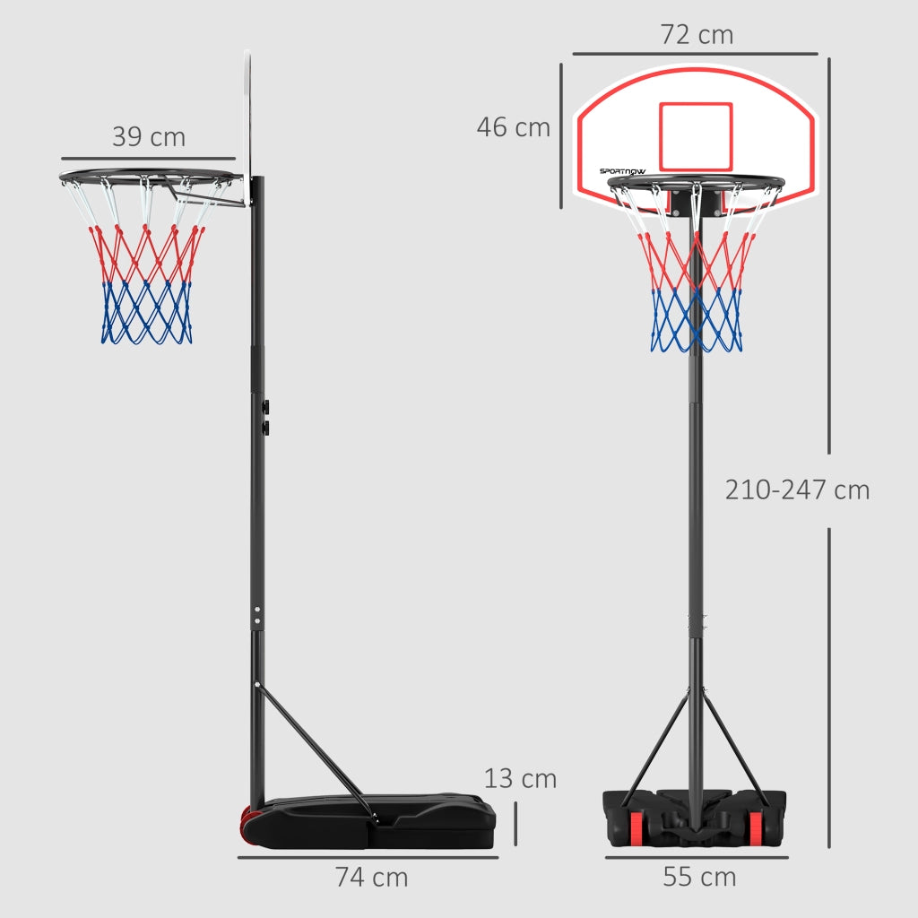 Canasta da Basket con Tavolo da Dardo Altezza Regolabile ¨C zephmum ¨C Nero 74x55x210-247 cm