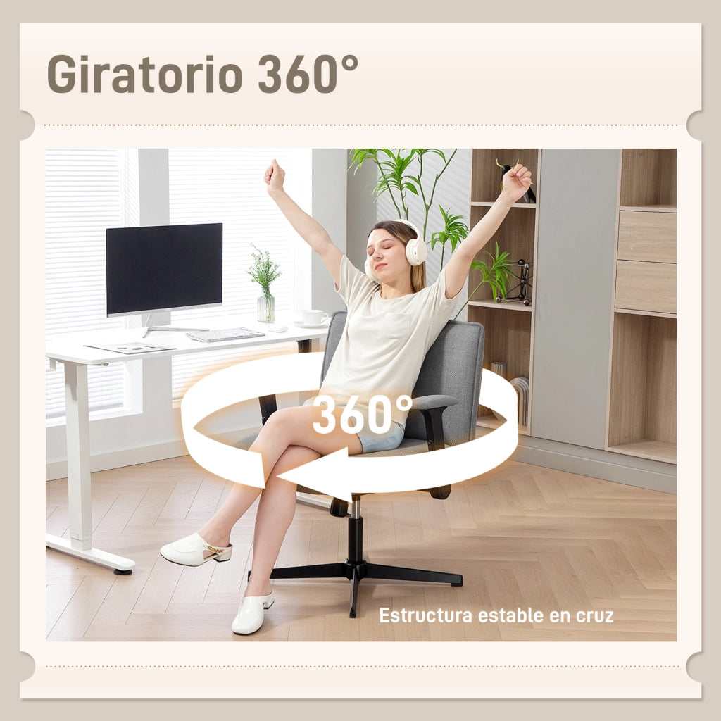 Sedia da Ufficio Girevole con Braccioli Ribaltabili ¨C Xylo ¨C Seduta Larga Regolabile Grigio