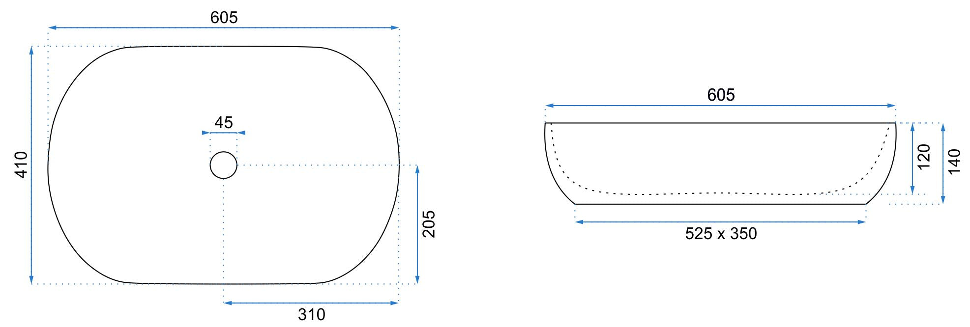 Lavabo Da Appoggio In Ceramica Rea Cleo White Black Edge