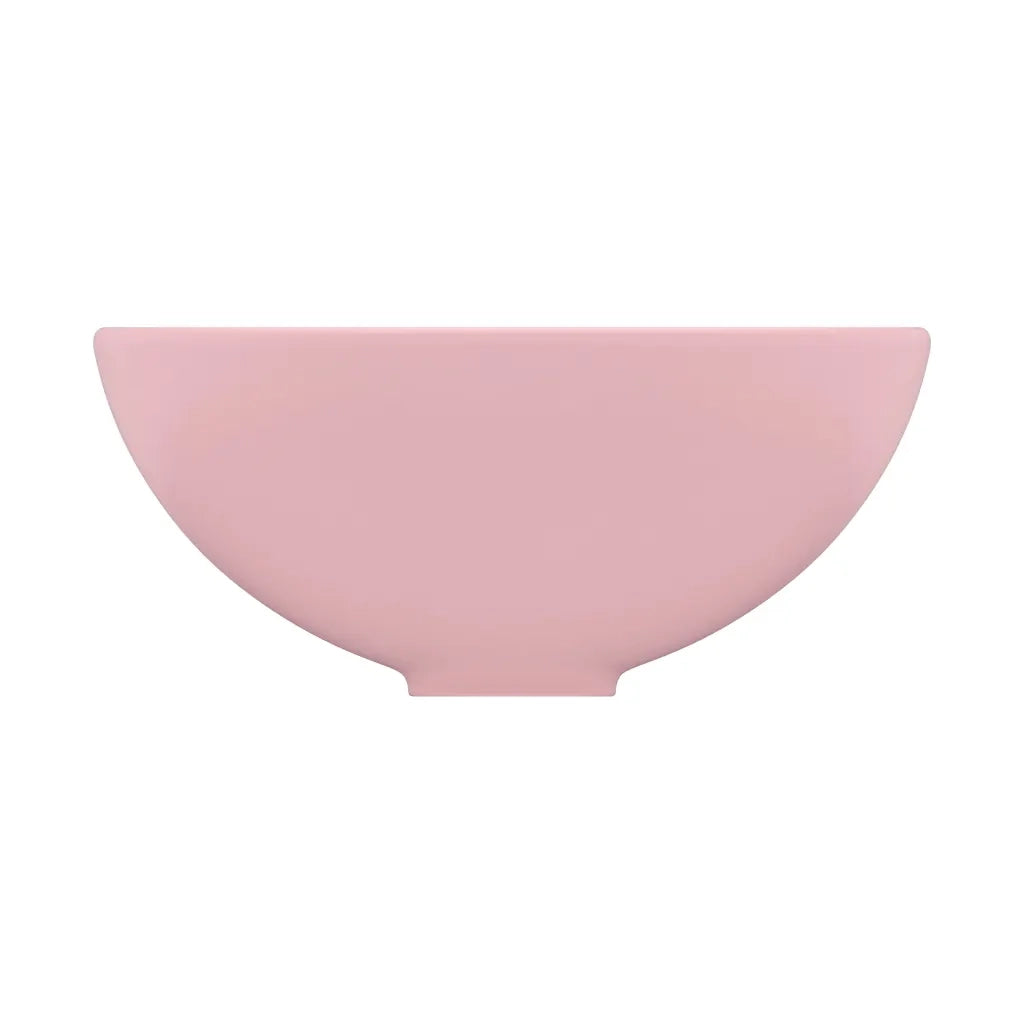 Lavandino Lusso Rotondo Rosa Opaco 32,5x14 cm in Ceramica