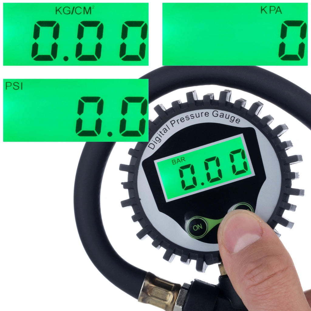 Pistola Pneumatica Professionale con Manometro LCD – Pressione 0-255 PSI | Alluminio, Acciaio Inox, Ottone