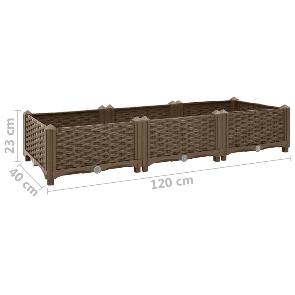 Fioriera rialzata per piante e fiori giardino 120 x 40 x 23 cm polipropilene marrone 02_0000903