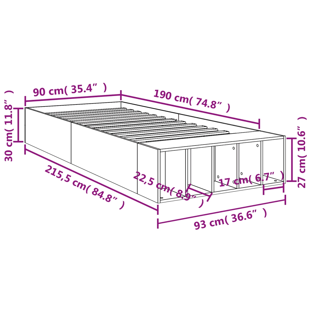 Giroletto Grigio Cemento 90x190 cm in Legno Multistrato 3280618