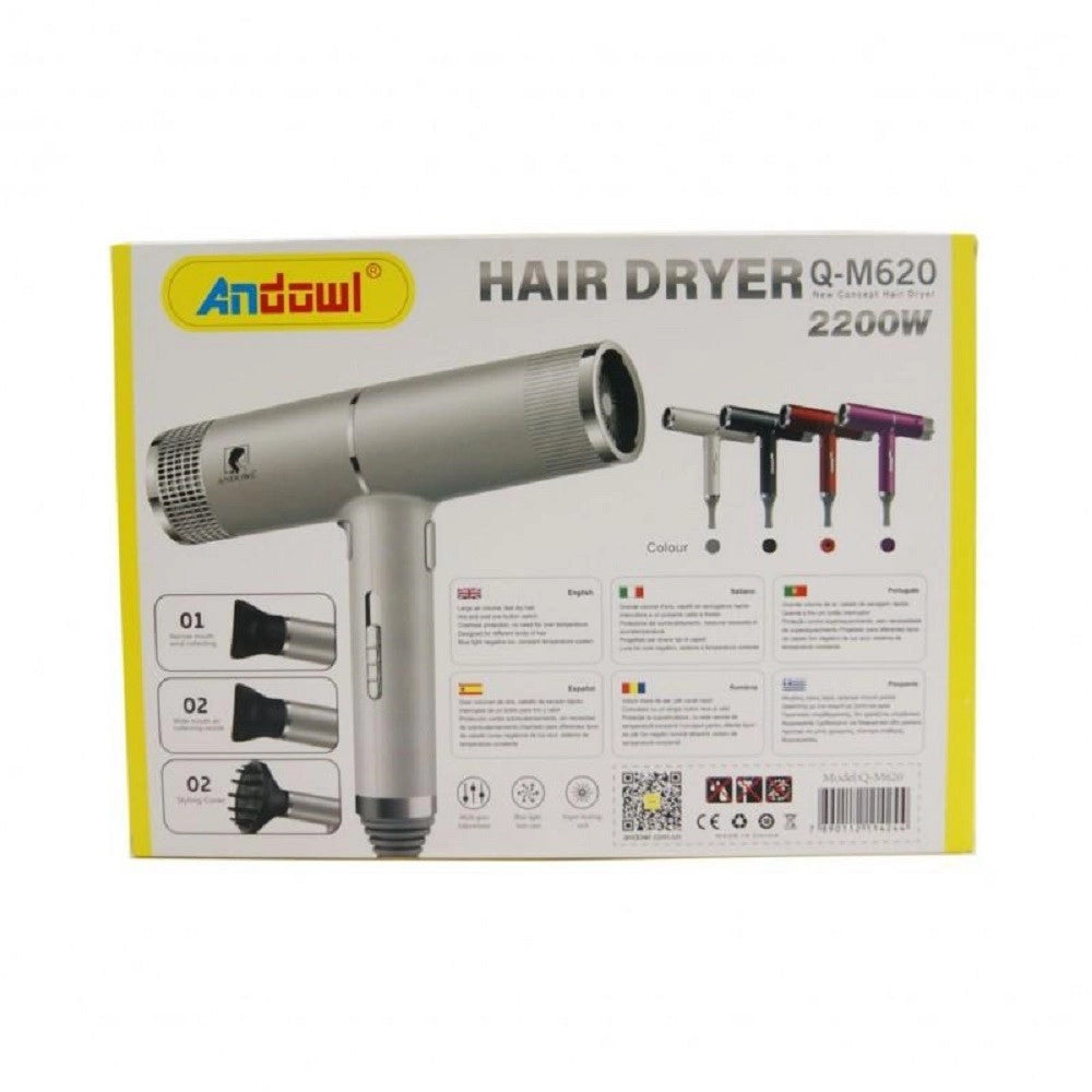 Trade Shop - Asciugacapelli Phon Con Tecnologia Ionica 2200watt Con 3 Ugelli Diffusori Q-m620 -
