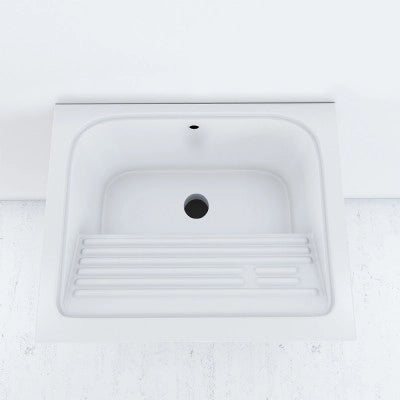 Mobile Lavatoio Bianco Lucido in ceramica 60x50 cm con strofinatoio integrato