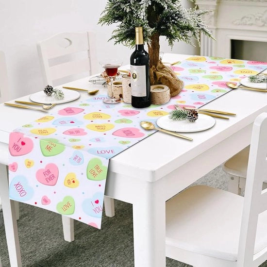Tavolo da pranzo decorativo - Doppia faccia - Decorazione da tavola - Rosso - St. Patrick's Day - Tovagliato - Tavolo da cucina - 183x33 cm - Tavolo da pranzo - Decorazione - Adatto per eventi domestici