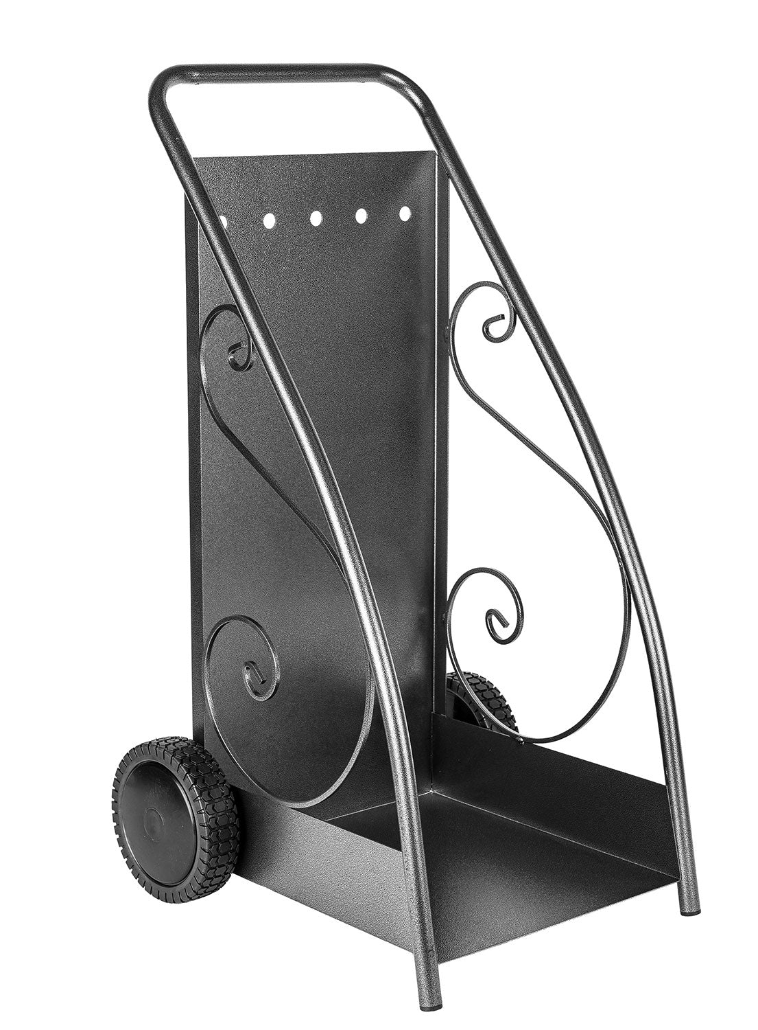 Porta Legna Design Classico con Ruote 47,7x50x90 cm in Ferro Verniciato Grigio Martellato