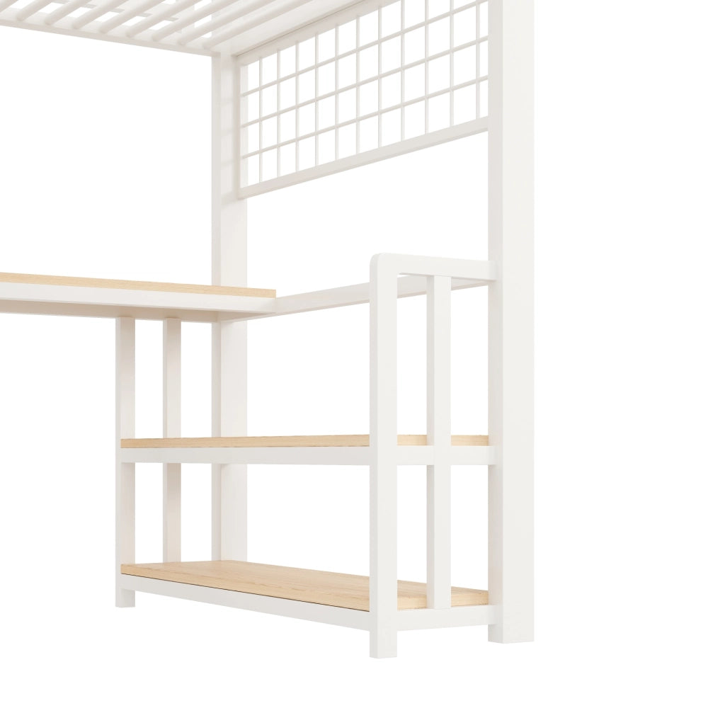 LETTO A SOPPALCO 90 x 200 cm Bianco in metallo con scrivania e LED