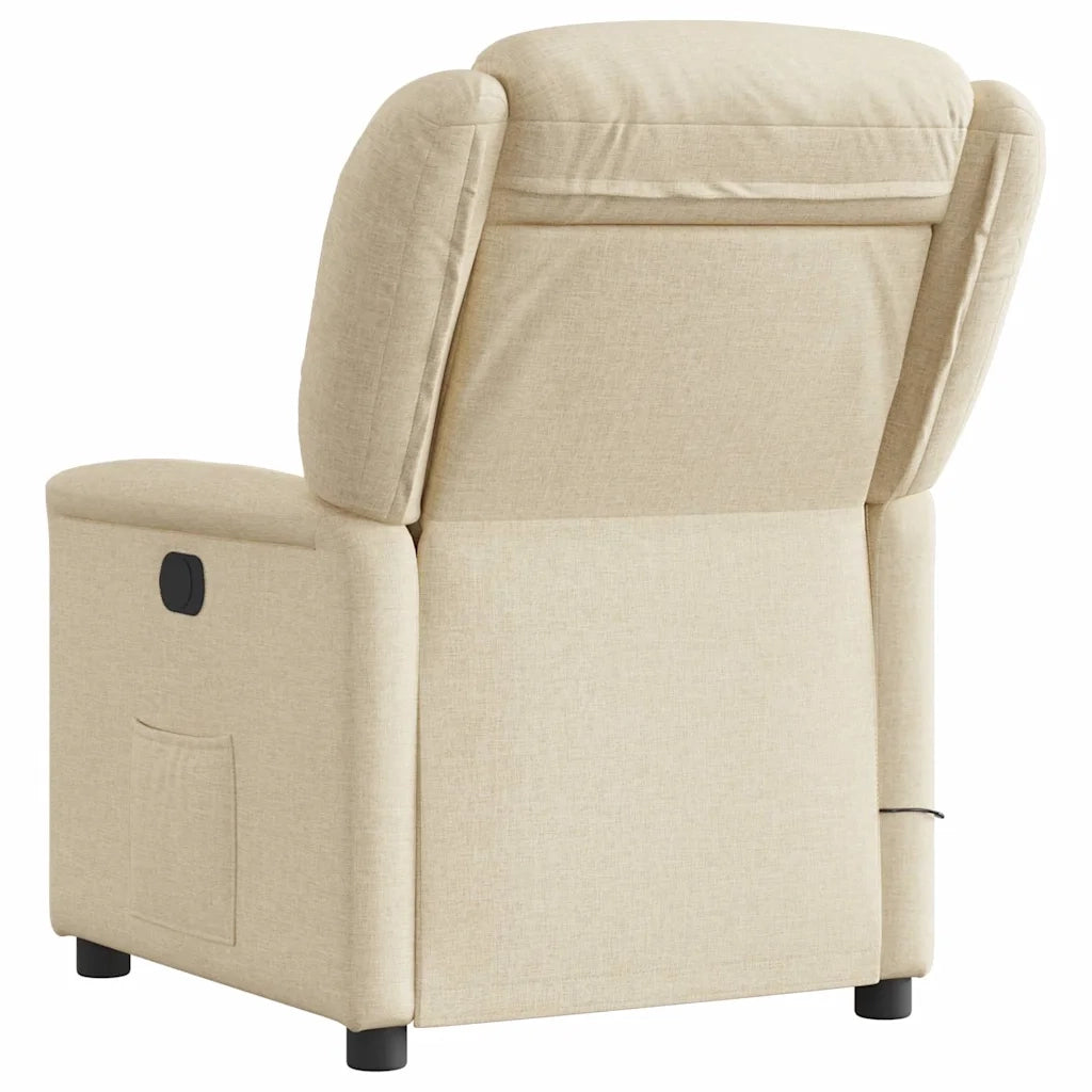 Divano Sedia-Poltrona Reclinabile Massaggiante Elettrica Crema in Tessuto 337786