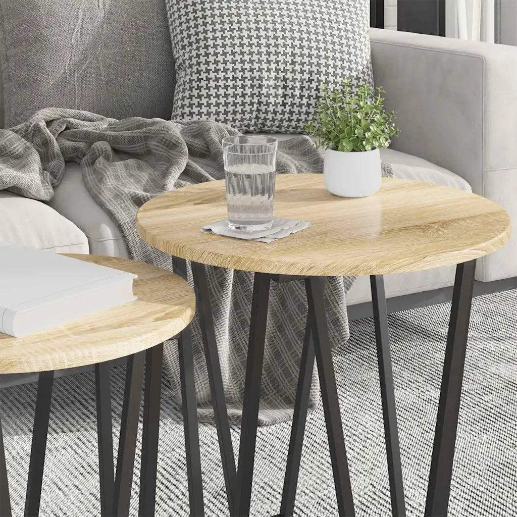 Set tavolini 2 pcs Rovere Sonoma e Nero 869721