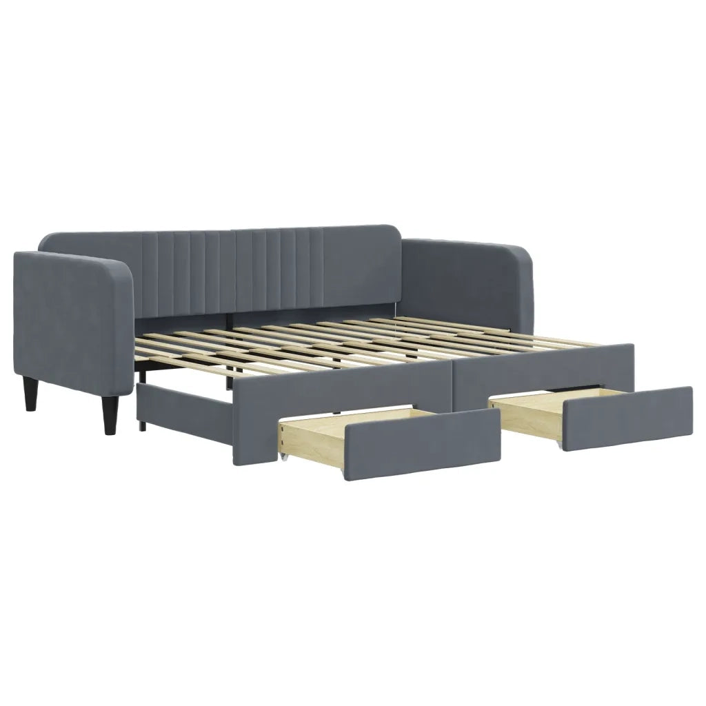 Divano Letto Estraibile Cassetti-Sofa Letto-Daybed Grigio Scuro 90x200cm Velluto 841631