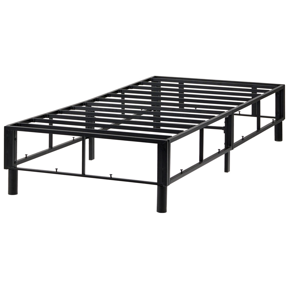 Letto singolo con rete in tessuto 90 x 200 cm con materasso a molle insacchettate senza testiera camera da letto grigio chiaro