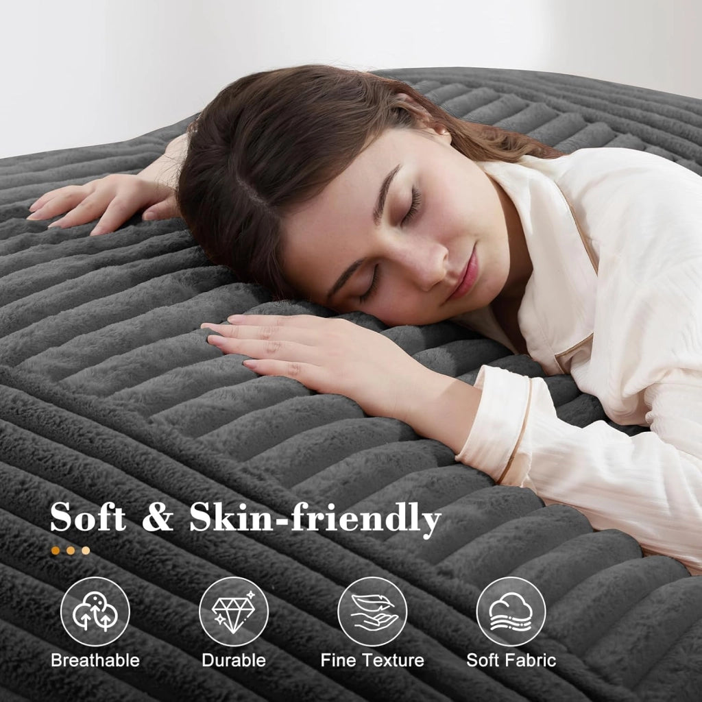 Pouf convertibile 3 in 1 con funzione letto e rivestimento in velluto a coste grigio scuro per salotto e camera
